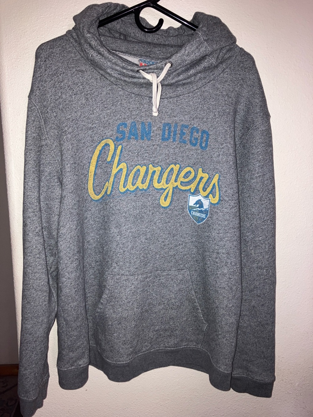 Junk Food Clothing Gray San Diego‎ Chargers Crewneck Hoodie Drawstring Soft